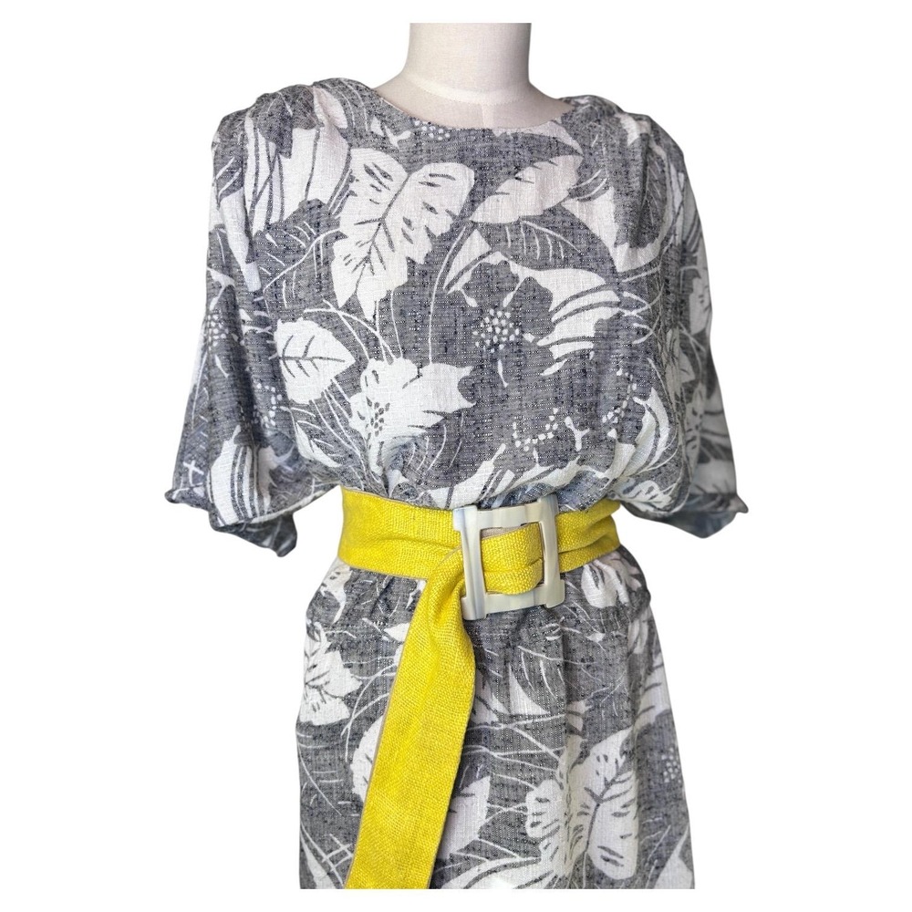 Pizzuto for Phoebe Vintage Kimono Style Tropical Leaf‎ Pattern Dress M - Picture 2 of 9